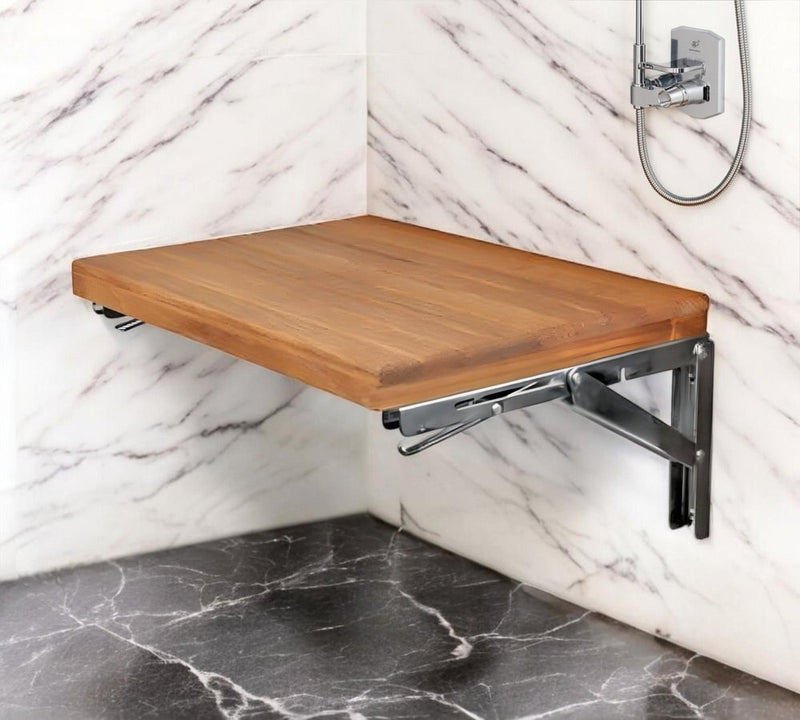 30" Brown Premium Wall Mount Teak Shower Bench