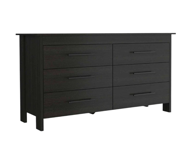 59" White Wood And Metal Six Drawer Double Dresser