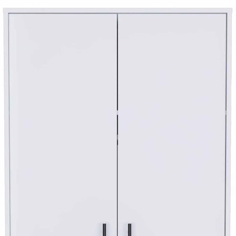 71" White Wood And Metal Two Door Single Drawer Combo Dresser