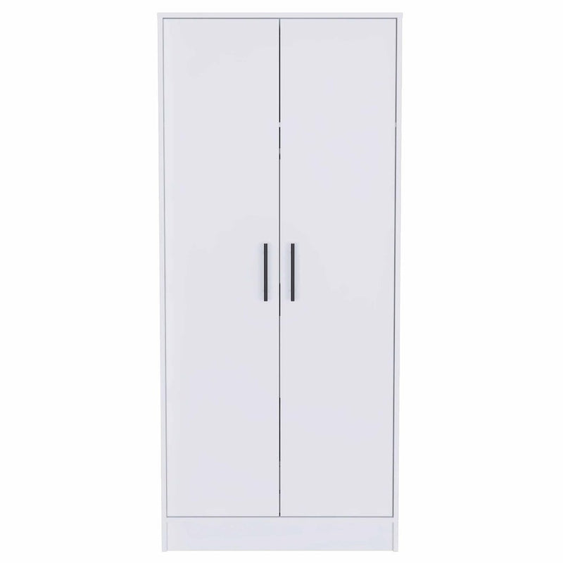 71" White Wood And Metal Two Door Single Drawer Combo Dresser