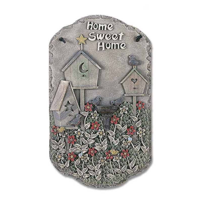 13" X 8" Gray And Ivory Bird Home Sweet Home Polyresin Wall Decor