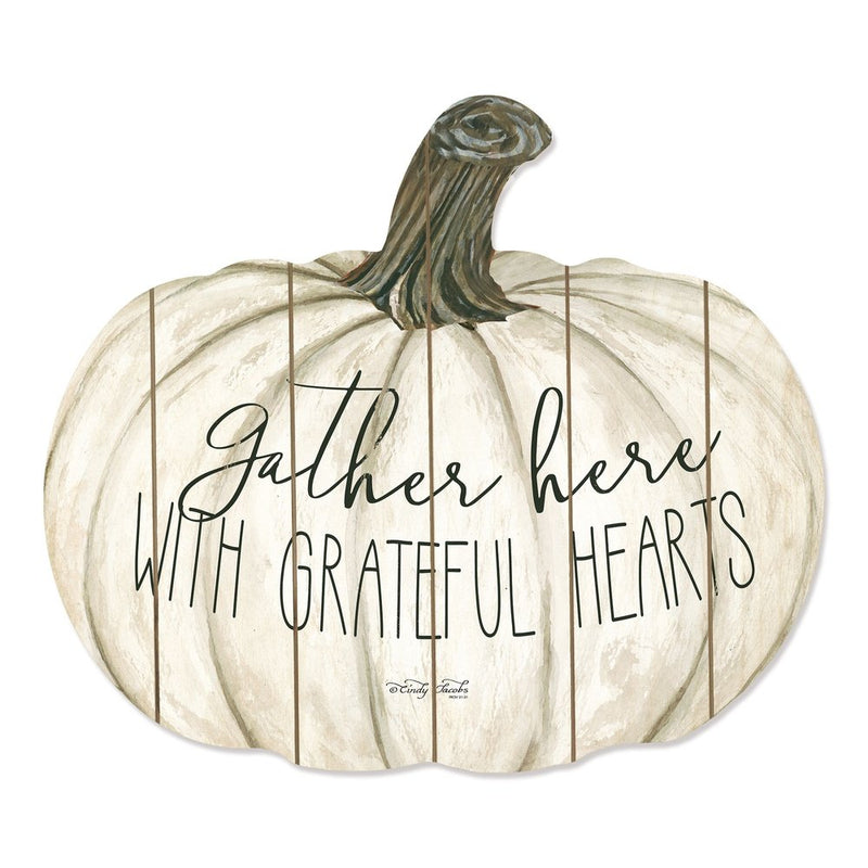 Gather Here With Grateful Hearts 15" X 17" Cream Hanging Dimensional Sculpture