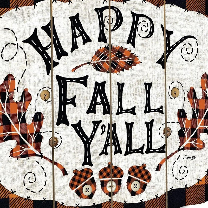 15" X 17" Black And Orange Wood Happy Fall Yall Pumpkin Hanging Dimensional Sculpture