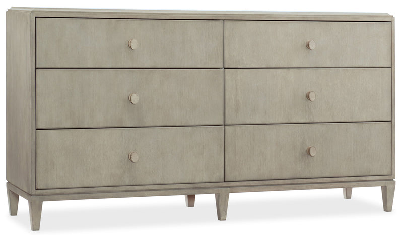 Elixir - 6-Drawer Dresser - Pearl Silver