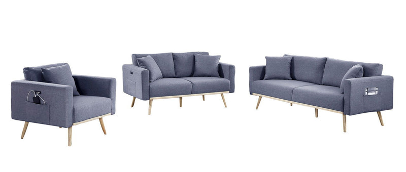 Easton - Fabric Living Room Set With USB Charging Ports Pockets And Pillows (Set of 2)