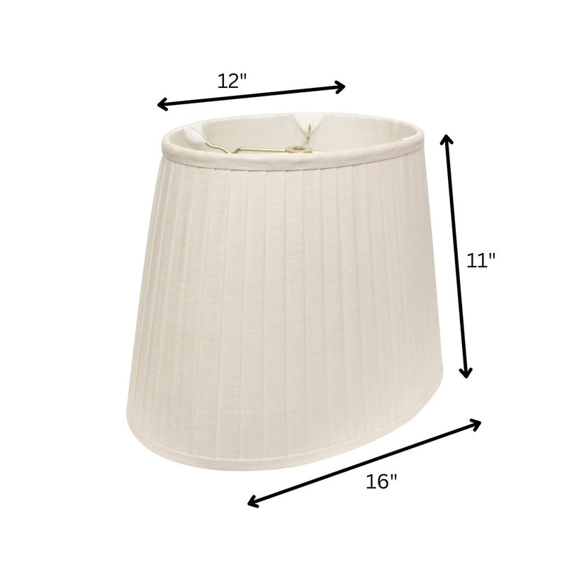 16" White Slanted Oval Linen Lampshade