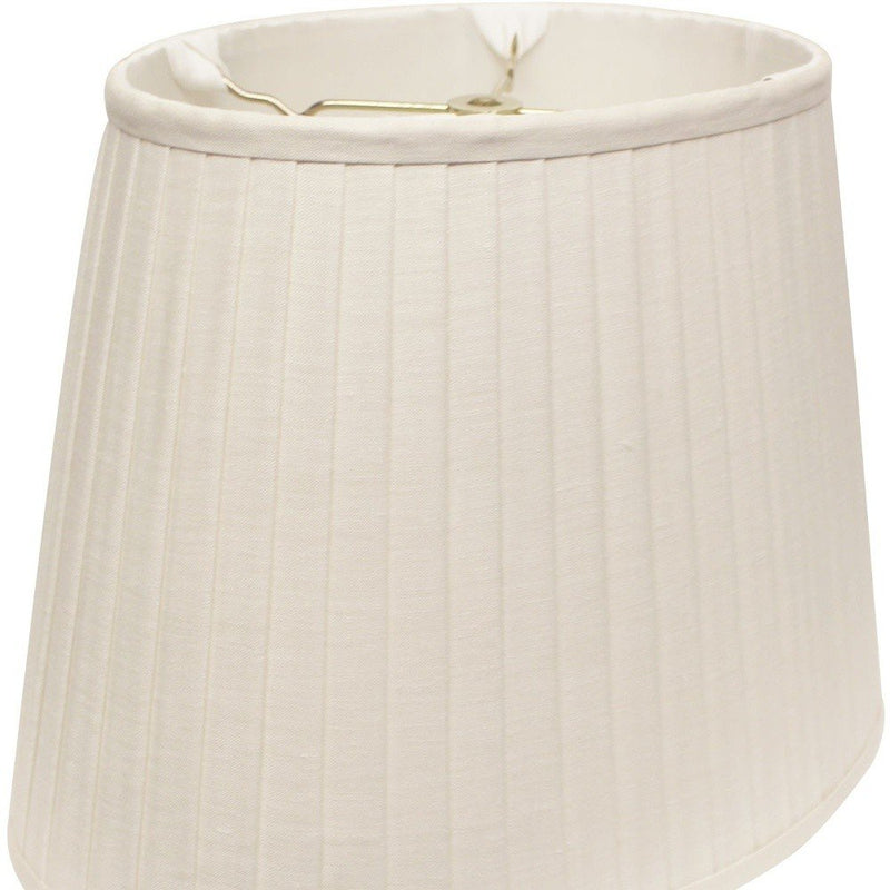 16" White Slanted Oval Linen Lampshade