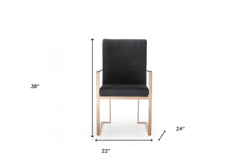 Black and Gold Upholstered Fabric Dining Arm Chair