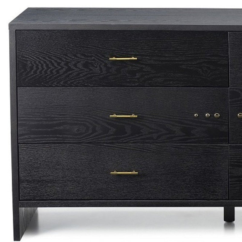 59" Gray Wood Six Drawer Double Dresser