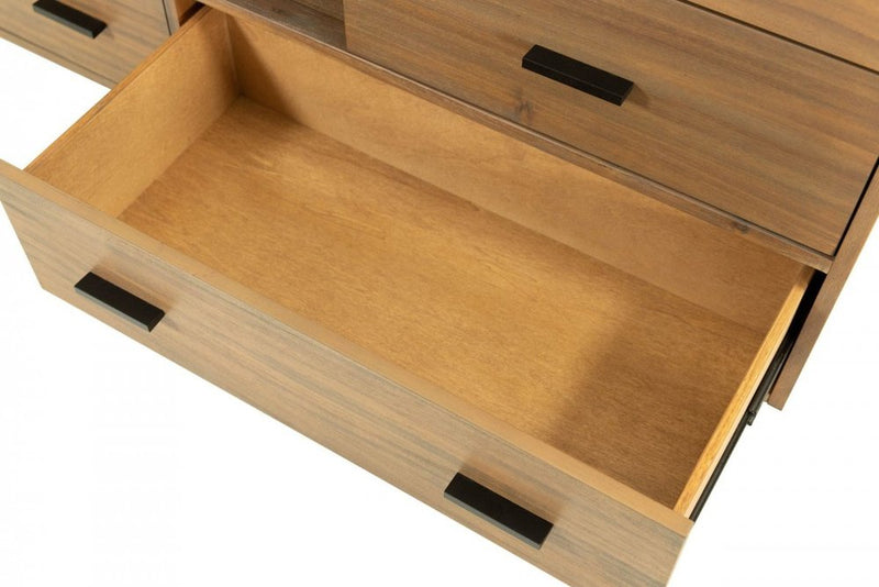 63" Dark Brown Wood Six Drawer Double Dresser