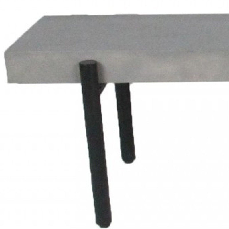 63" Gray And Black Iron and Concrete Dining Bench