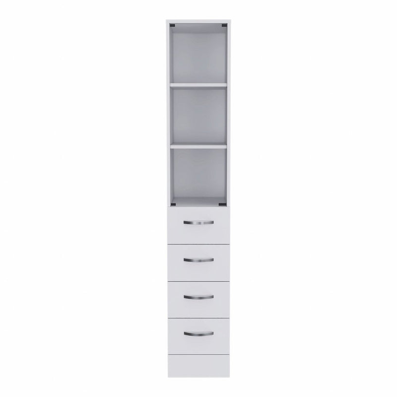 12" White Wood Linen Cabinet