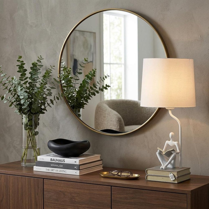 21" White Table Lamp With White Globe Shade