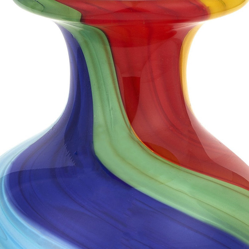 10" Rainbow Abstract Murano Style Glass Table Vase