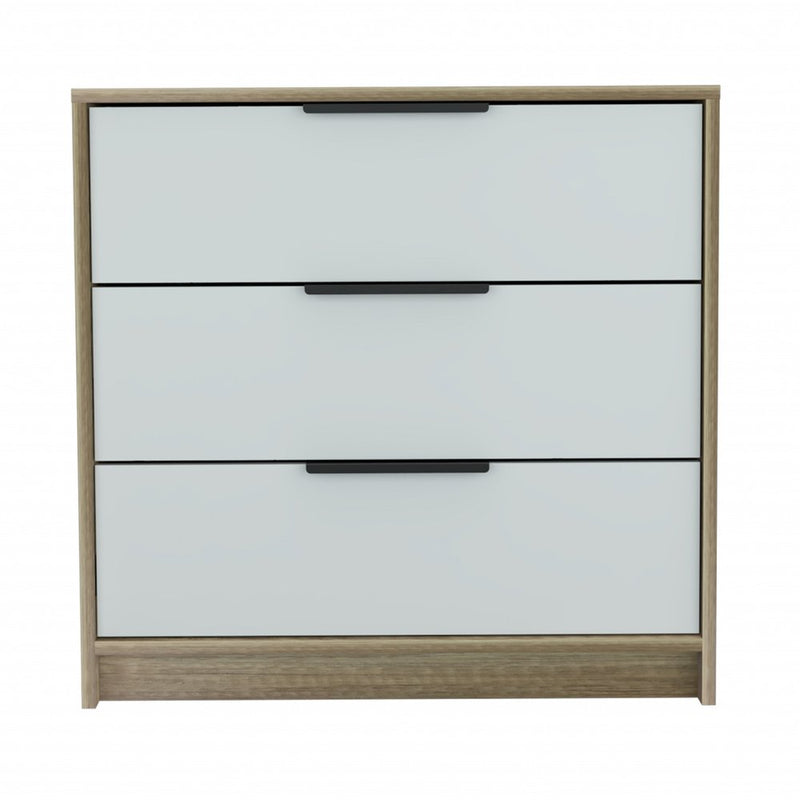 28" Light Gray Wood Three Drawer Dresser