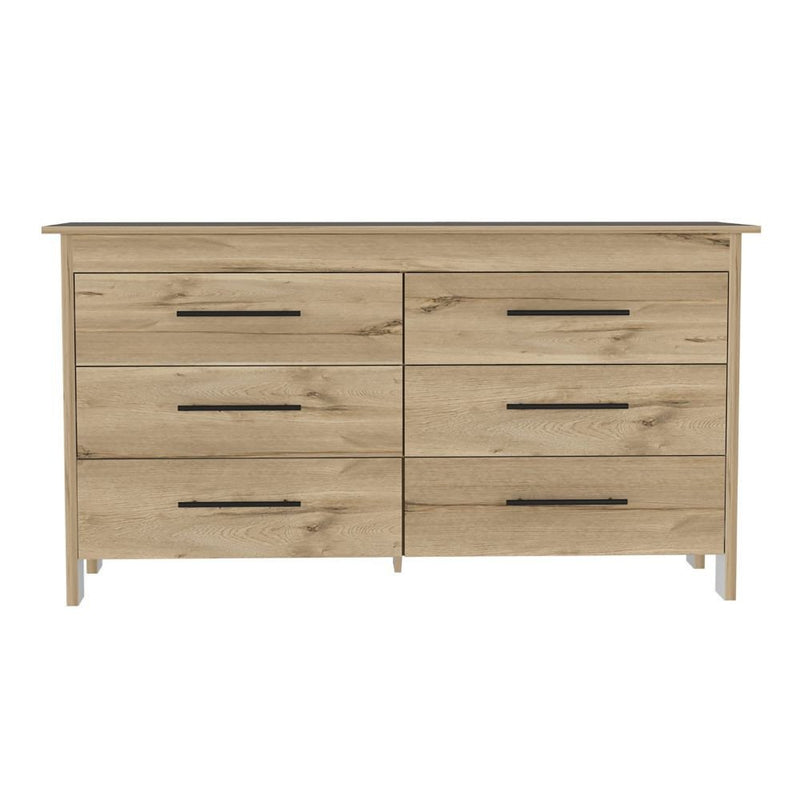 59" White Wood And Metal Six Drawer Double Dresser