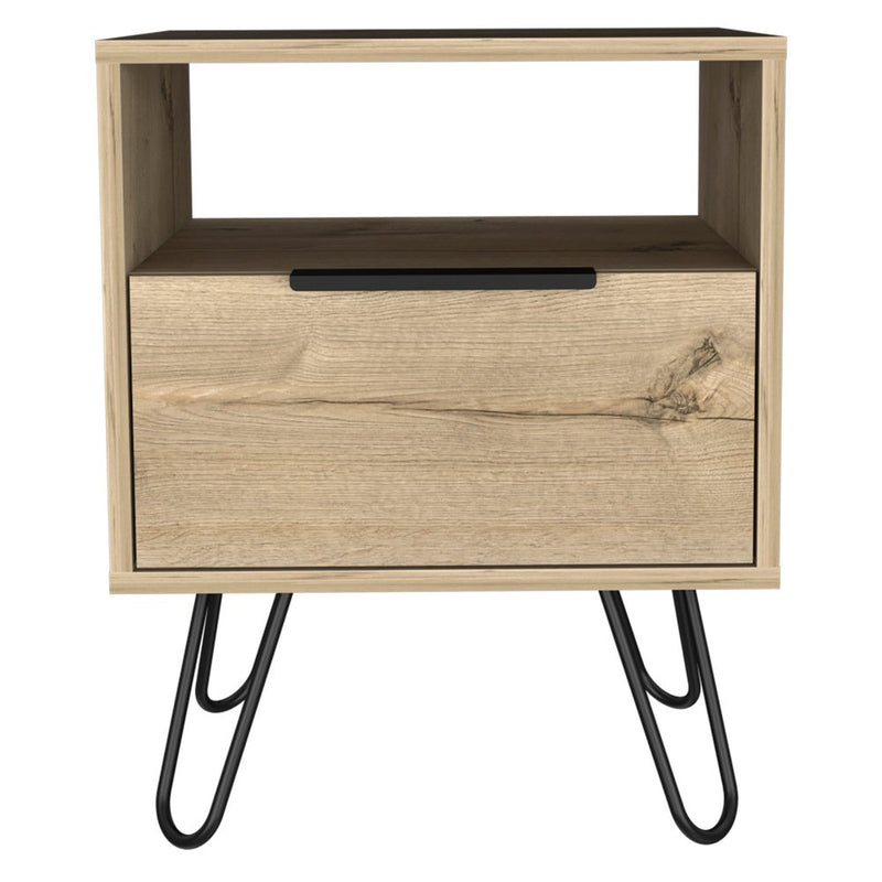 22" Oak Wood One Drawer Nightstand