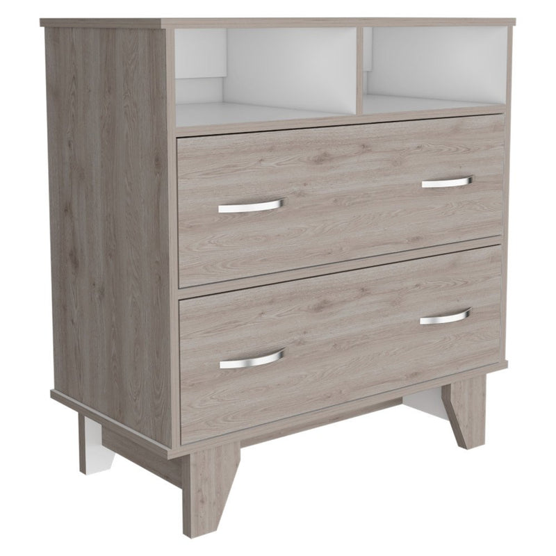 32" White Wood Two Drawer Dresser