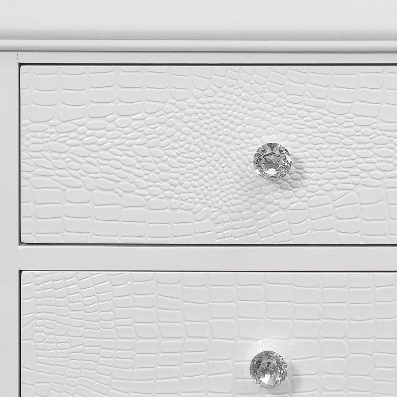 24" White Wood Shagreen Two Drawer Nightstand