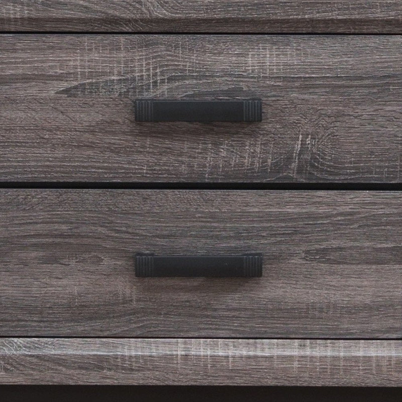 25" Gray Wood Two Drawer Nightstand