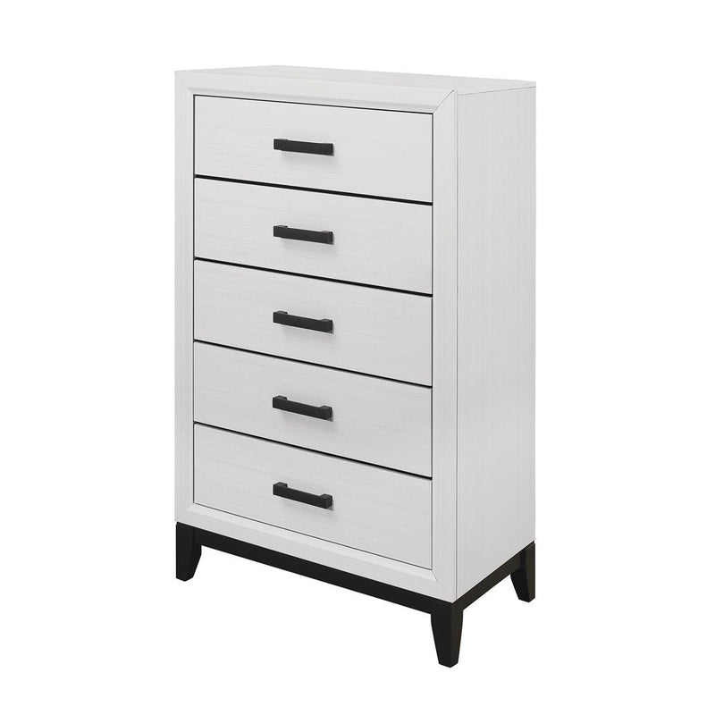 31" White Wood Five Drawer Dresser