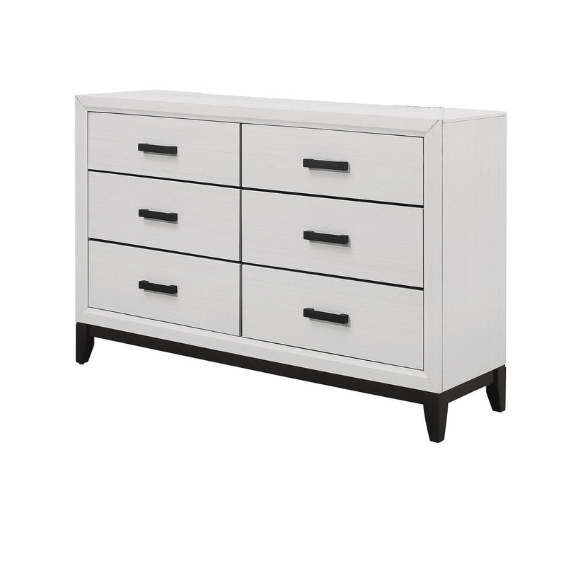 58" Gray Wood Six Drawer Double Dresser