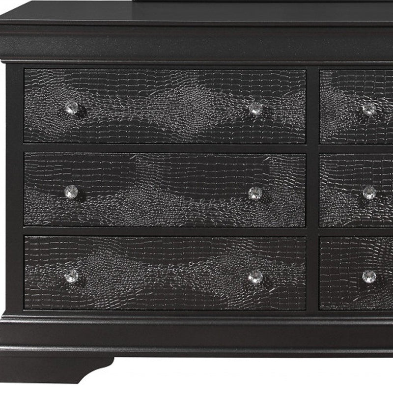 58" Gray Solid Wood Six Drawer Double Dresser