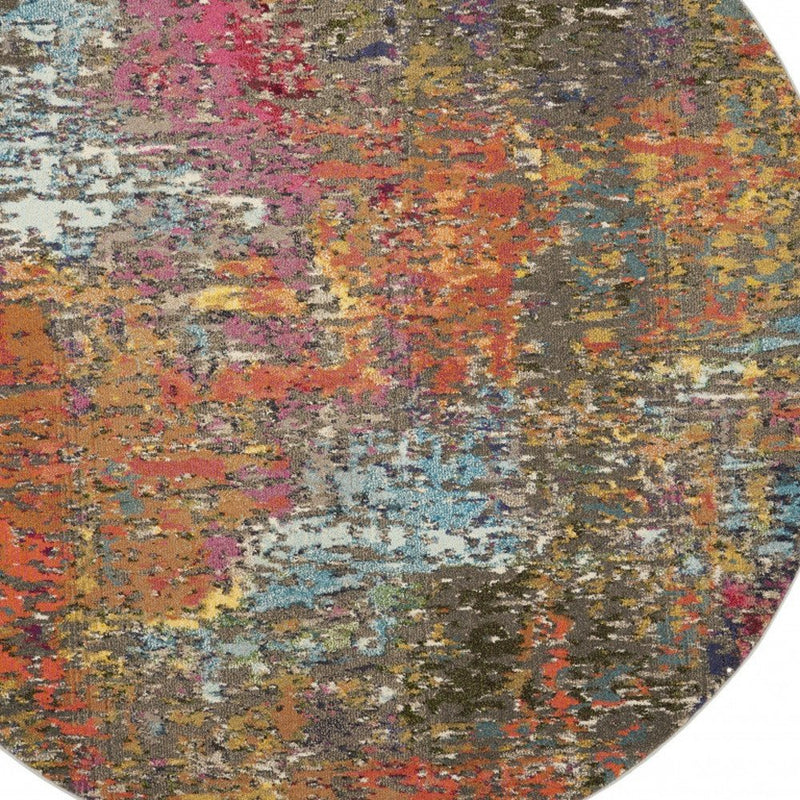 4' Sunset Abstract Round Rug