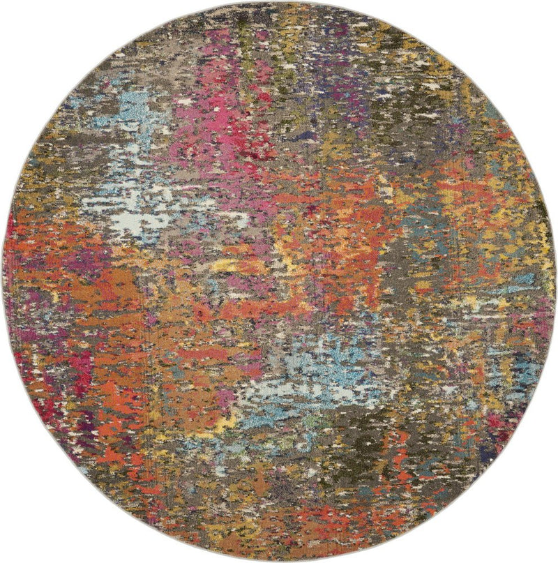 4' Sunset Abstract Round Rug