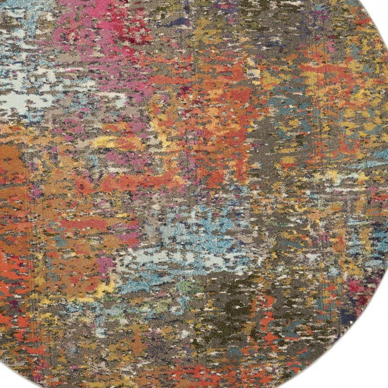 4' Sunset Abstract Round Rug