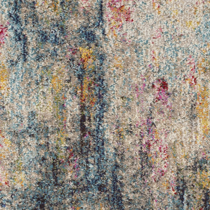 4' X 6' Blue And Ivory Abstract Distressed Area Rug