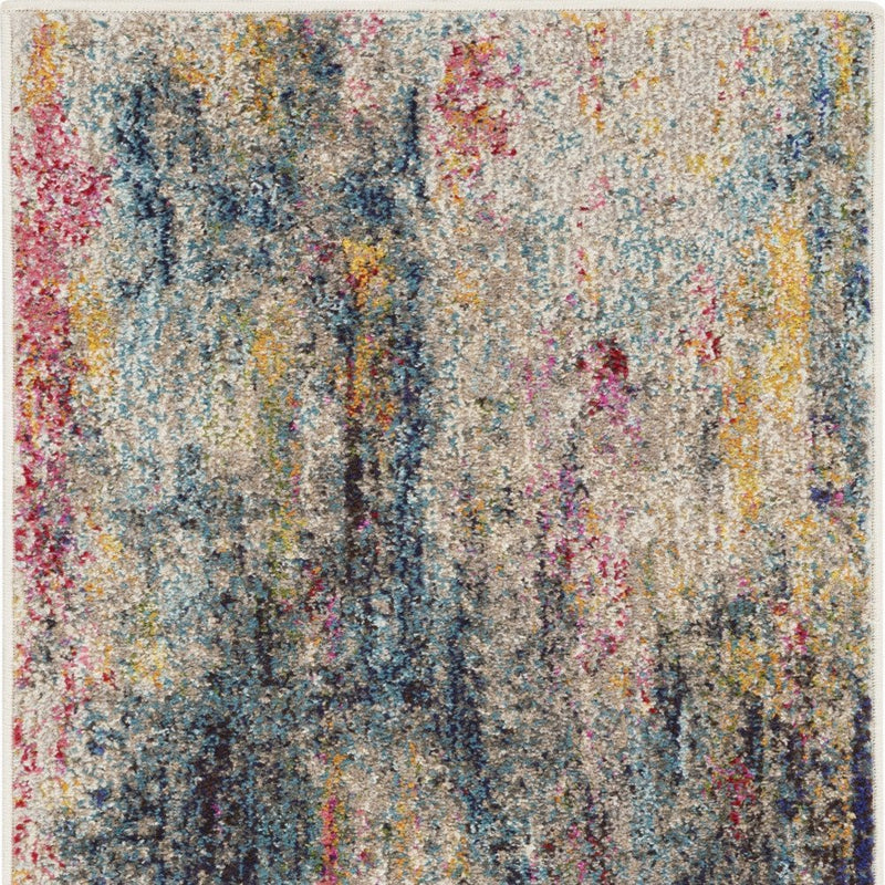 4' X 6' Blue And Ivory Abstract Distressed Area Rug