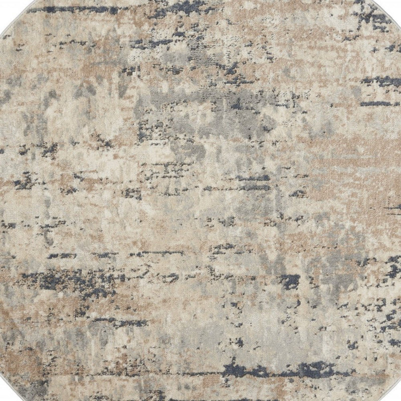 2' X 4' Beige And Grey Abstract Power Loom Non Skid Area Rug