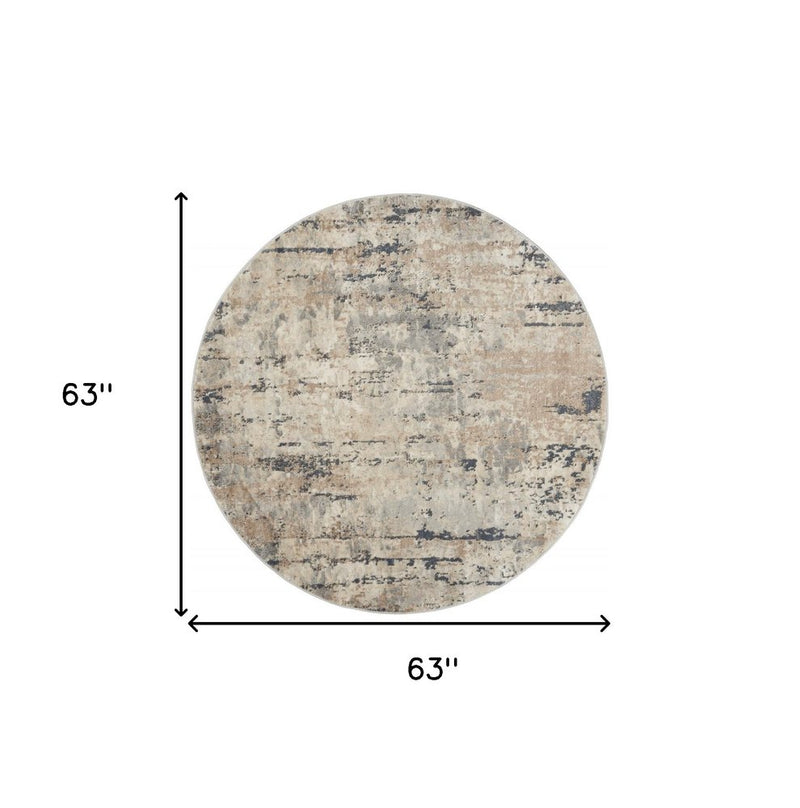 2' X 4' Beige And Grey Abstract Power Loom Non Skid Area Rug
