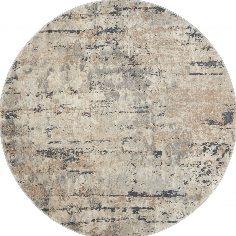 2' X 4' Beige And Grey Abstract Power Loom Non Skid Area Rug
