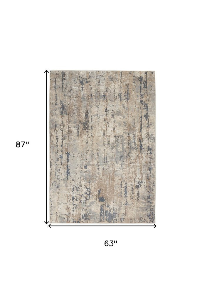 2' X 4' Beige And Grey Abstract Power Loom Non Skid Area Rug