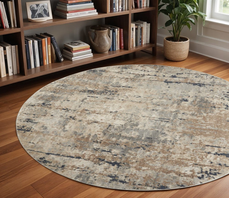 2' X 4' Beige And Grey Abstract Power Loom Non Skid Area Rug