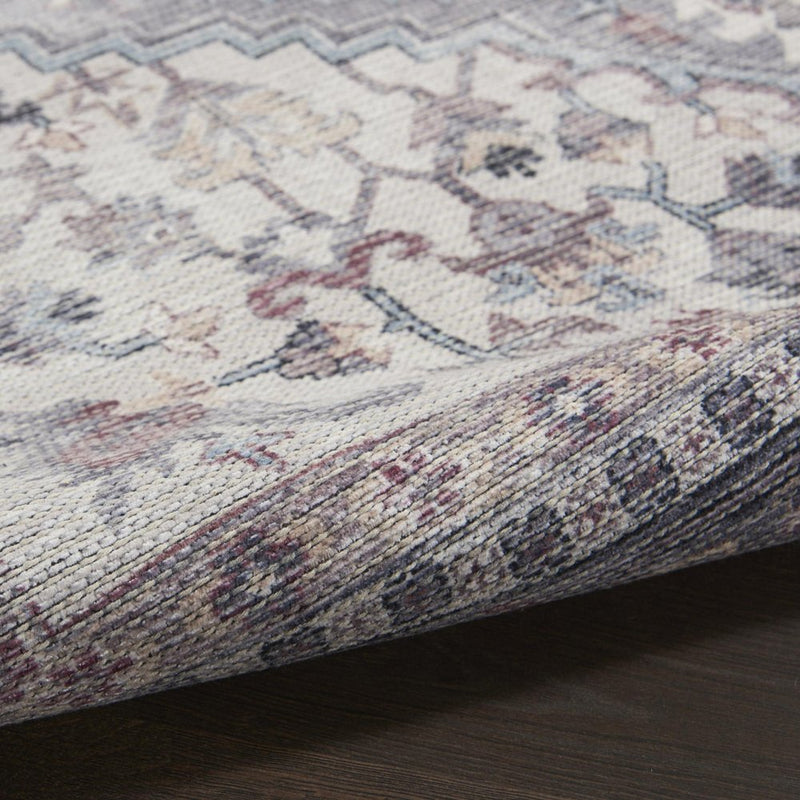 2' X 4' Grey Oriental Power Loom Distressed Washable Area Rug