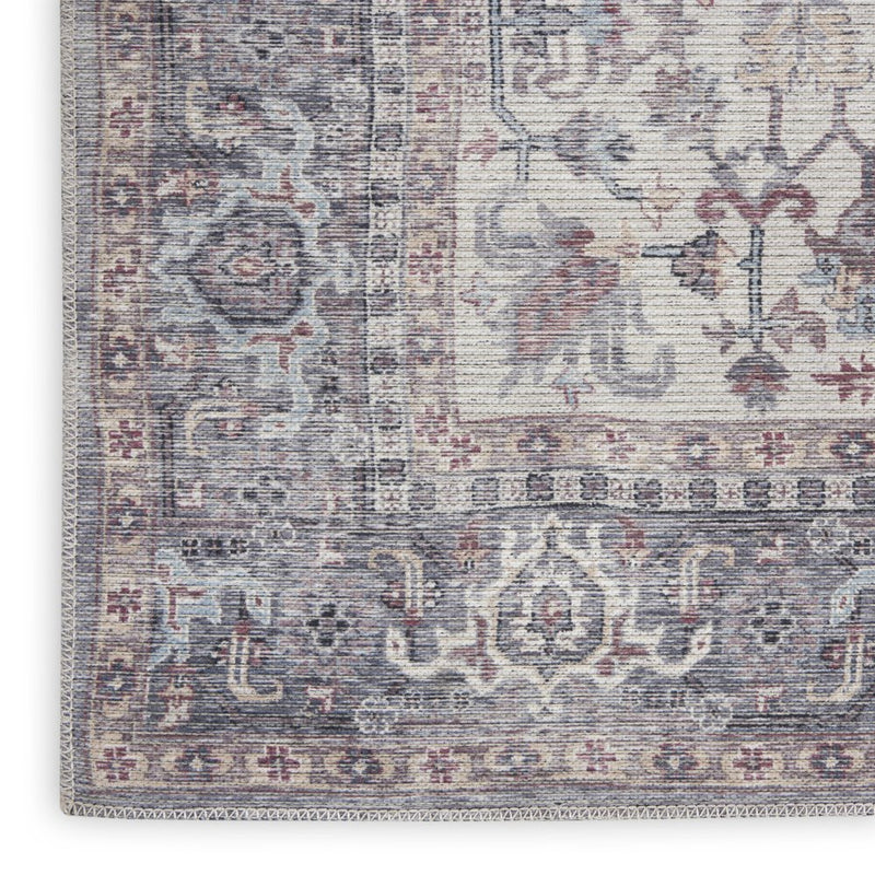2' X 4' Grey Oriental Power Loom Distressed Washable Area Rug