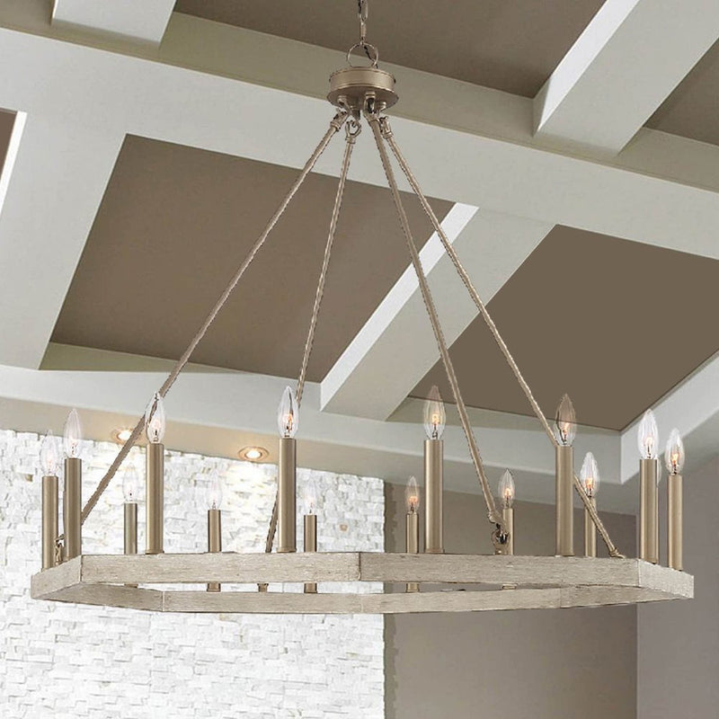 Brass Candle Style Multi Light Metal Dimmable Flush Chandelier
