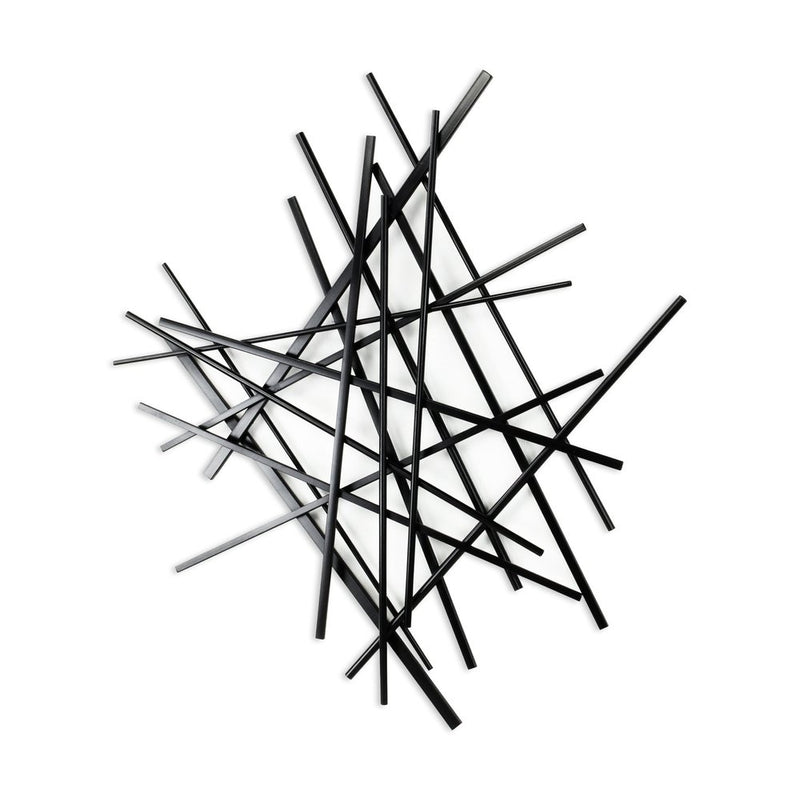 29" X 27" Black Metal Novelty Abstract Hanging Dimensional Sculpture