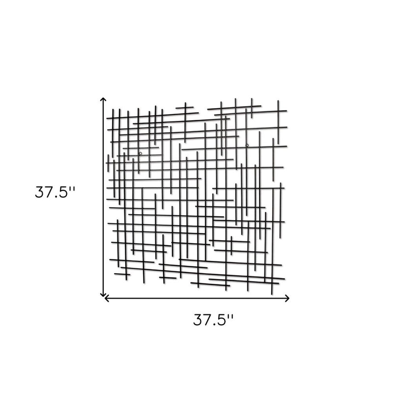 38" X 38" Black Geometric Metal Hanging Dimensional Sculpture
