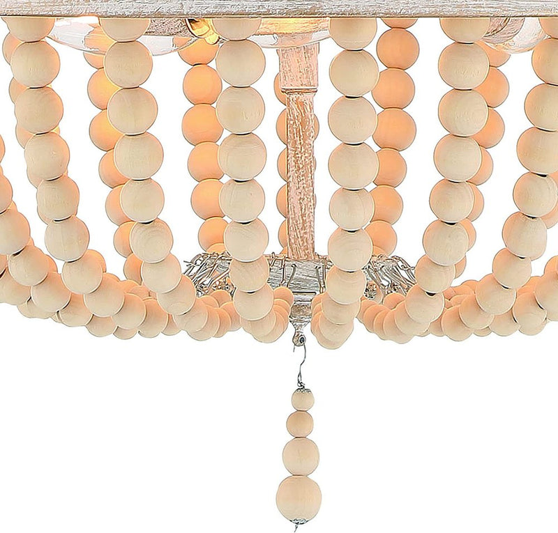 Natural And White Candle Style Three Light Metal Dimmable Chandelier