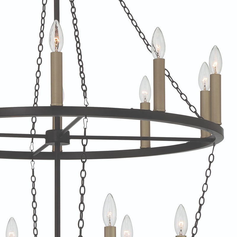 Black And Gold Candle Style Multi Light Metal Dimmable Chandelier