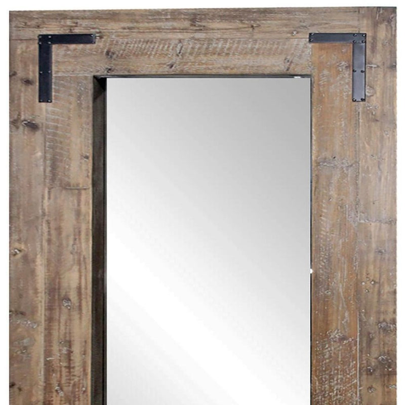 75" Brown Wood Framed Leaning Accent Mirror
