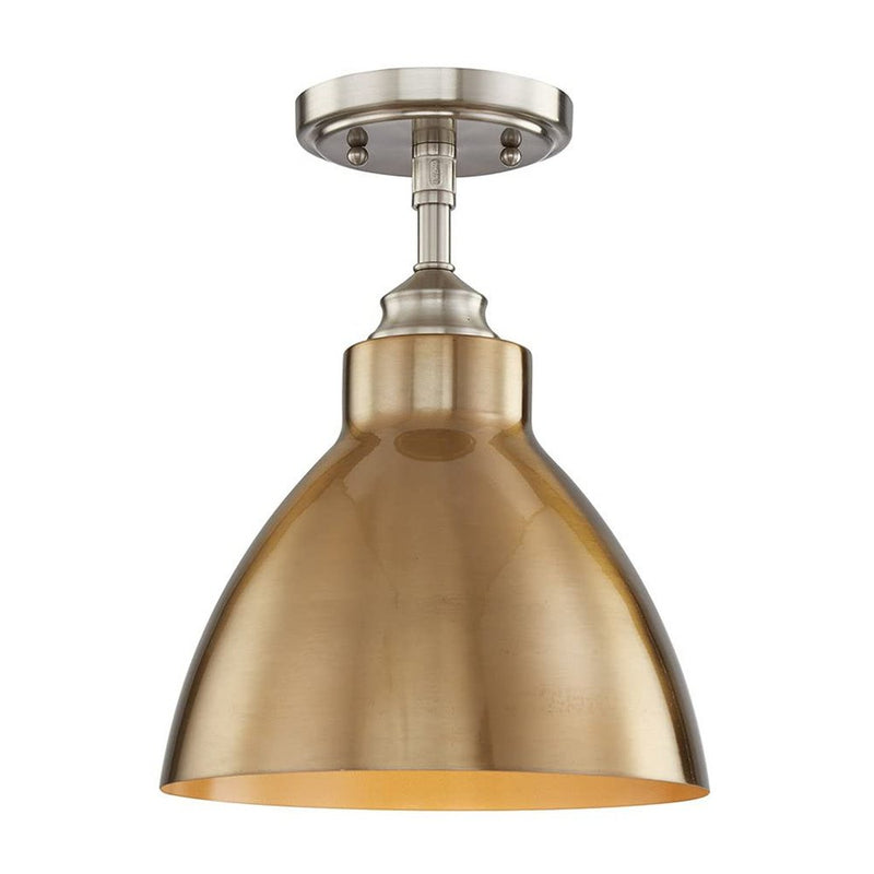 Nickel Shaded Metal Dimmable Flush Chandelier With Gold Shades