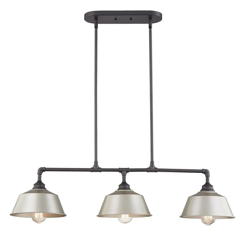 Gray Kitchen Island Three Light Metal Dimmable Chandelier With Gray Shades