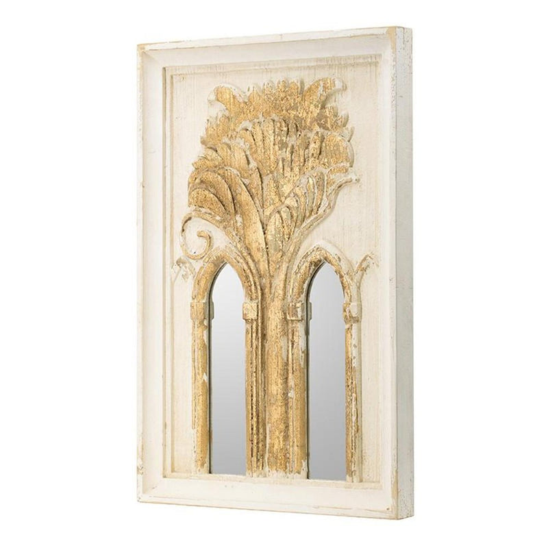 Set of Two 30" X 20" White And Gold Solid Wood Framed Accent Mirrors