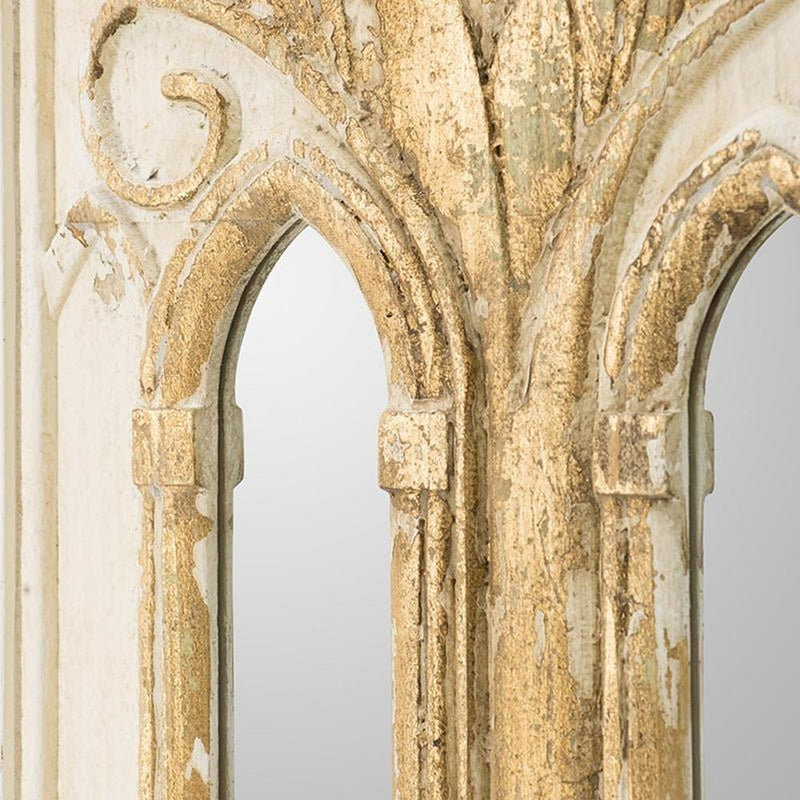 Set of Two 30" X 20" White And Gold Solid Wood Framed Accent Mirrors