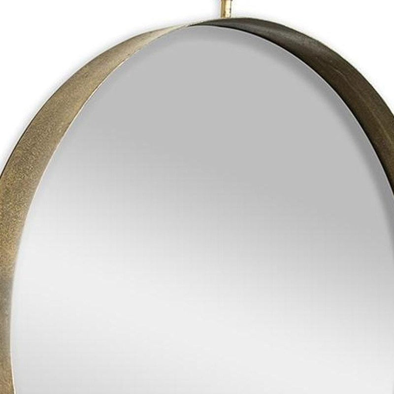 34" Gold Round Iron Framed Accent Mirror